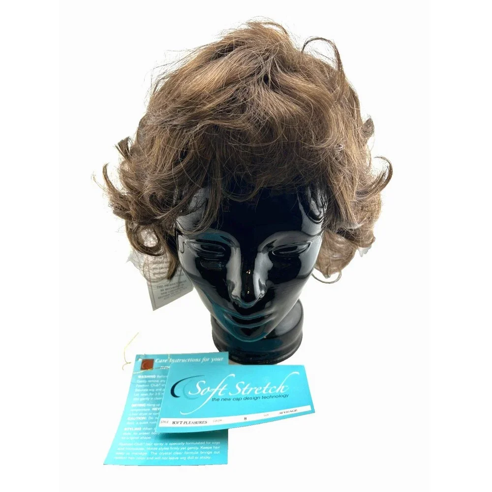 NIB Soft Stretch TWC Wig Soft Pleasures Sz Average Color 8 Brown Brunette Curl